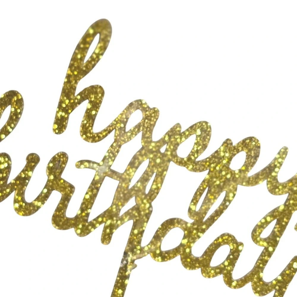 Spritz Gold Glitter Happy‎ Birthday Cake Topper New
